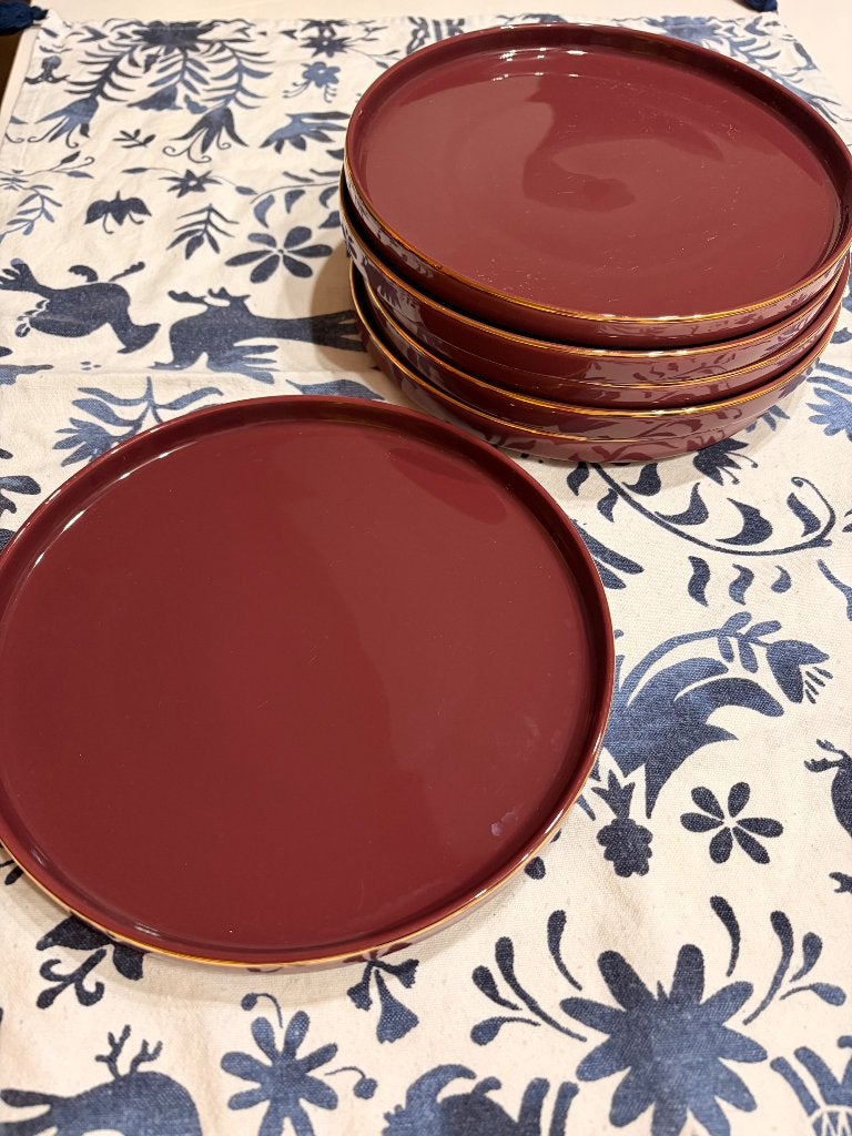 Maisons Du Monde Dessertborden 6x, Ophalen, Decoratieve rand, Rond, Steen/keramiek