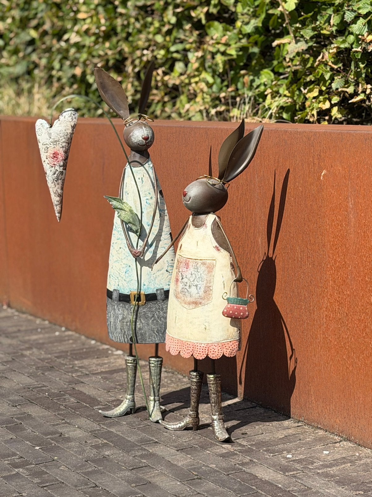 Duo decoratie konijntjes metaal, Ophalen, Brocante, Meerkleurig, Zo goed als nieuw