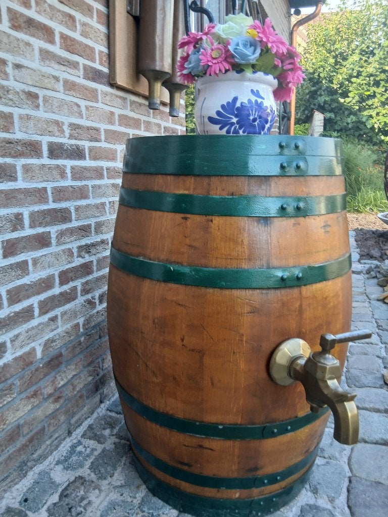 tuinbeeld & wijnvat met bronzen kraan, Ophalen, Nieuw, Hout, Abstract beeld