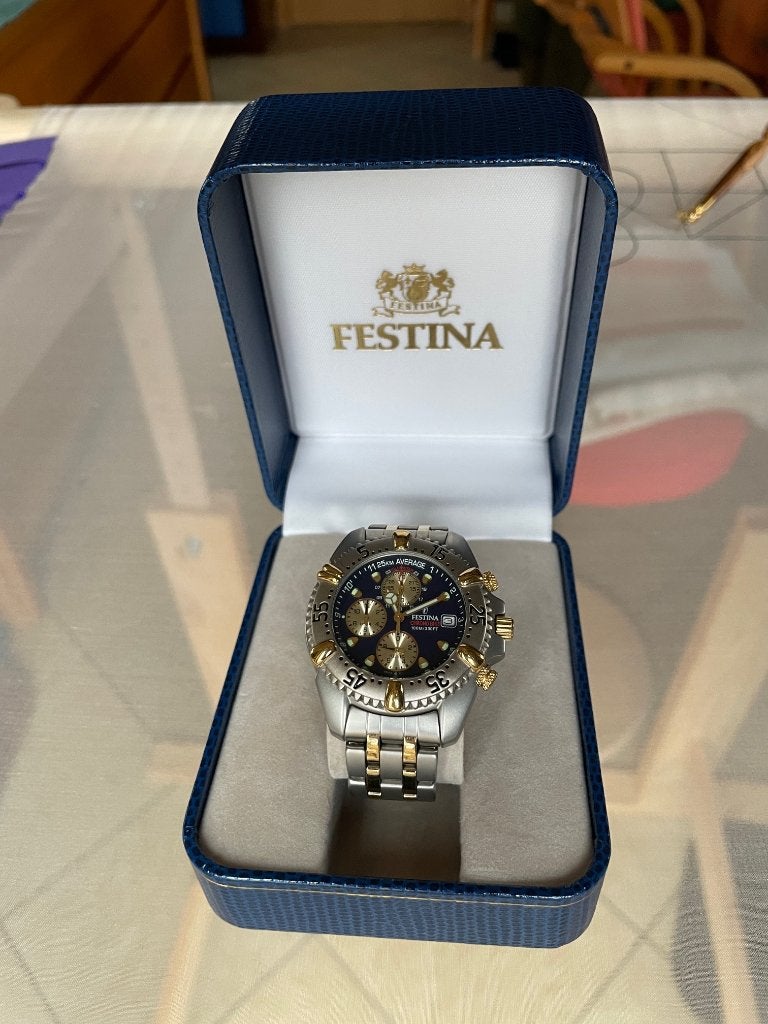 FESTINA Chronograph MOS60 tres bon état, Overige merken, Staal, Staal, Polshorloge