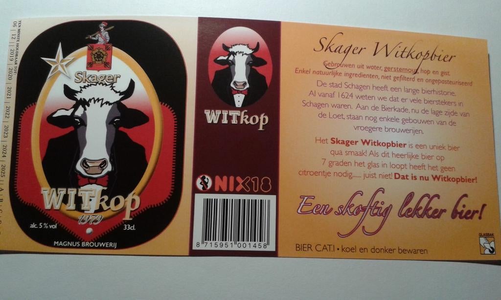 Bieretiket WITkop (Scheldebrouwerij België), Ophalen of Verzenden, Nieuw