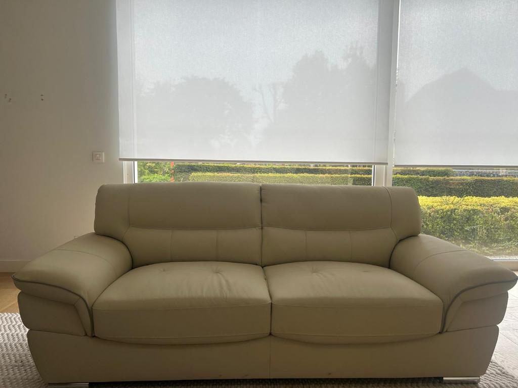 salon 2 x 3 zit wit leer, Ophalen, Zo goed als nieuw, Modern, Leer