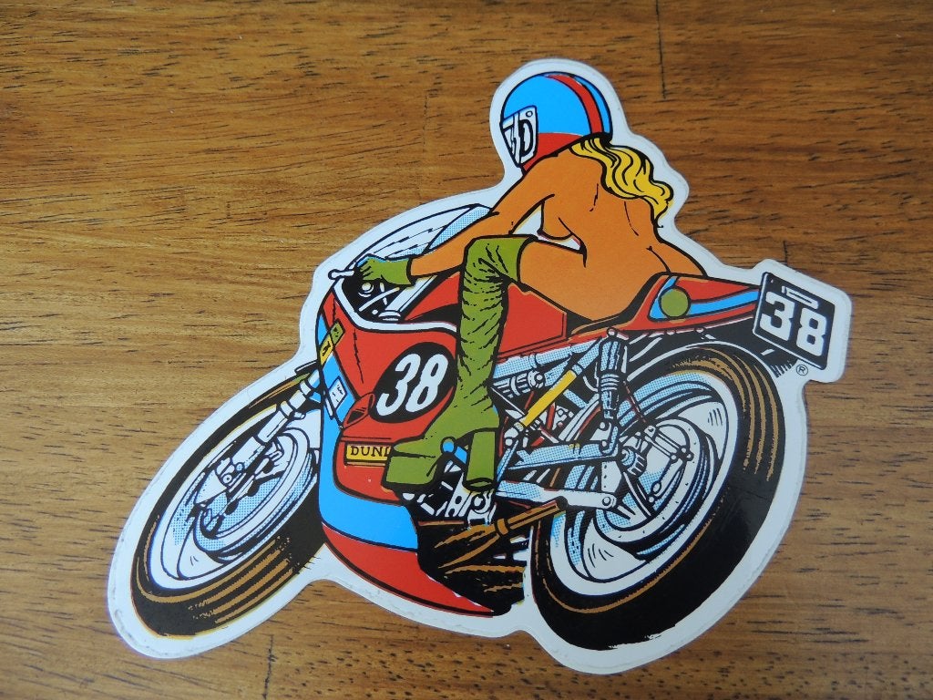 moto retro pin up sexy nude sticker, Envoi, Comme neuf