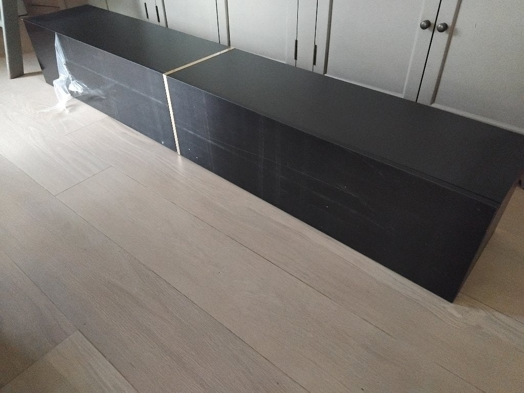TV wand meubel zwevend 200 cm zwart Nieuw in verpakking, Ophalen, Nieuw