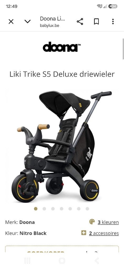 Driewieler doona deluxe, Ophalen, Zo goed als nieuw, Doona, Duwstang