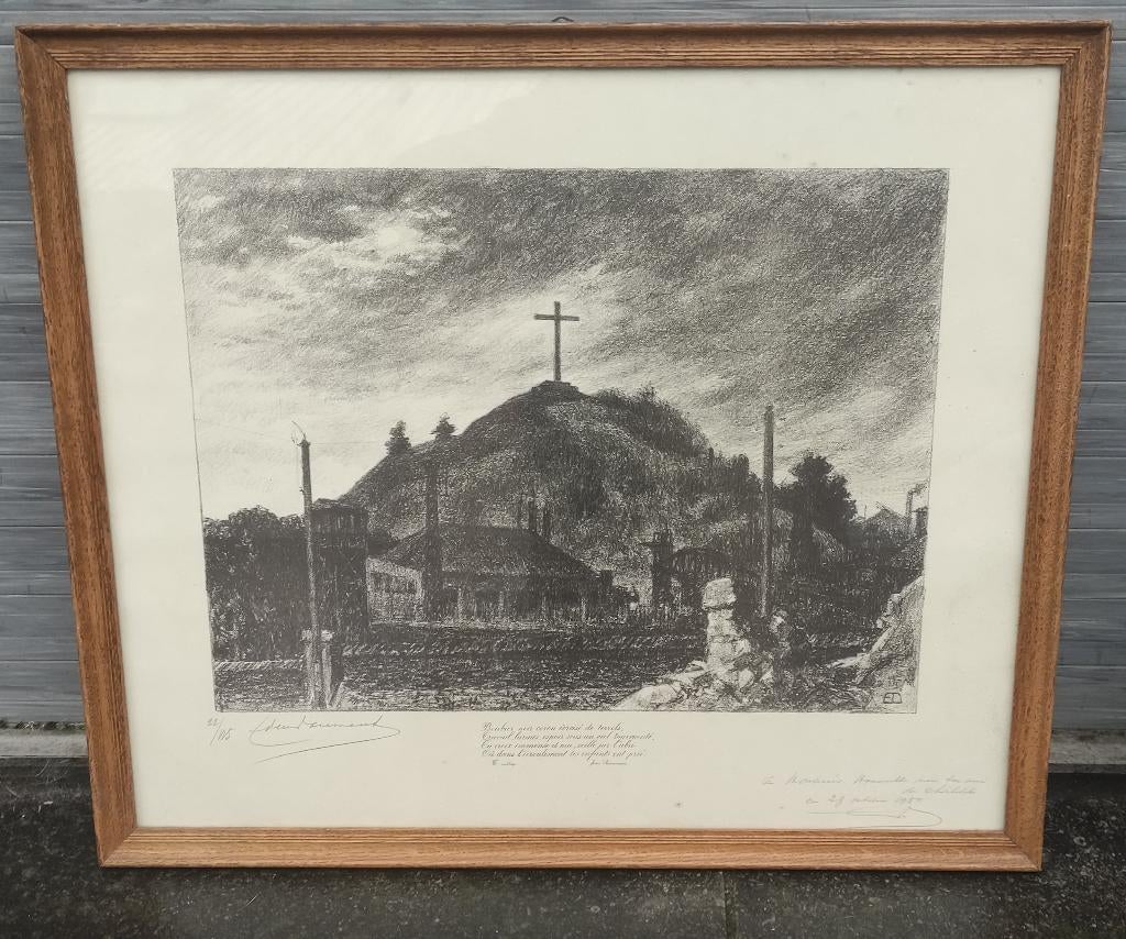 lithographie terril de charleroi signe edmond doumont, Antiek en Kunst, Ophalen of Verzenden