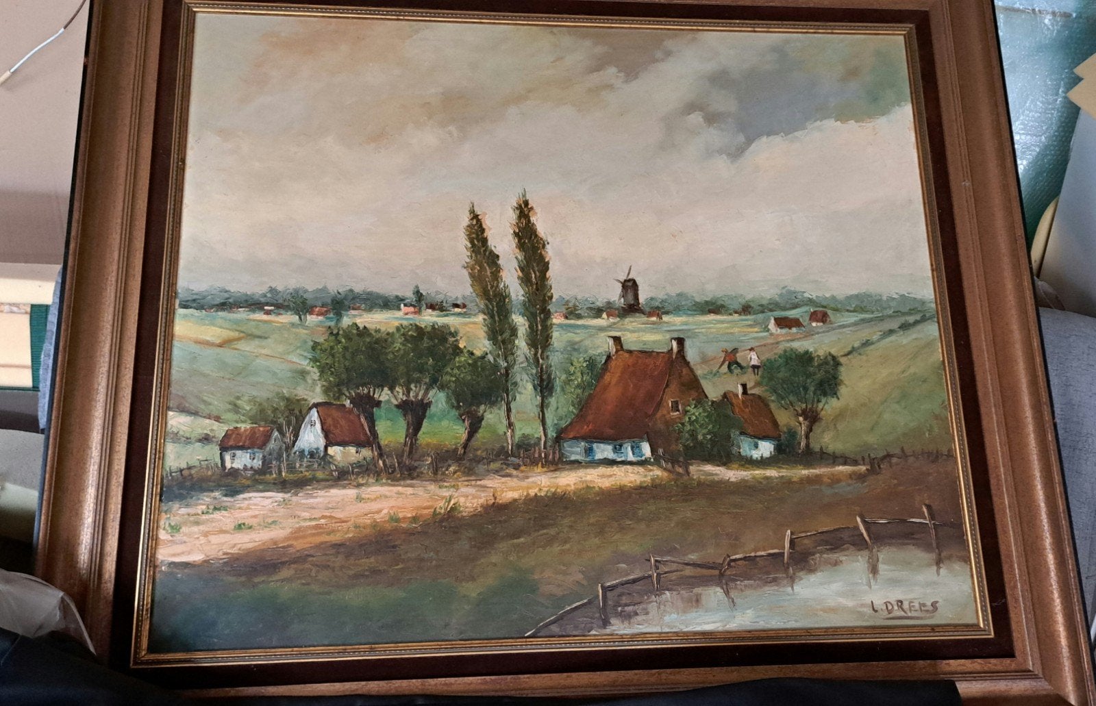 Landschap 1,60 m op 1,40 m, Antiek en Kunst, Kunst | Schilderijen | Klassiek, Ophalen, Landschap