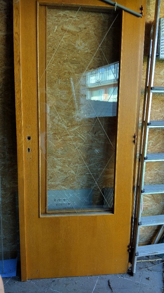 dubbele eiken binnendeur, Doe-het-zelf en Bouw, Deuren en Vliegenramen, Ophalen, Gebruikt, Minder dan 80 cm, Binnendeur