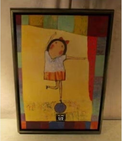 Prachtige Moderne Artprint 'Kind met Bal' - 55x40, Ophalen of Verzenden, Zo goed als nieuw, Print