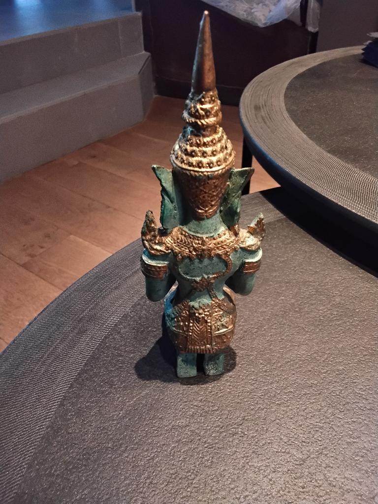 Bronzen beeldje poortwachter, Comme neuf, Vert, Enlèvement, Autres matériaux