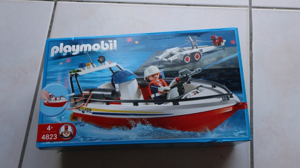 Playmobil Brandweerboot met Trailer – Set 4823, Ophalen, Complete set, Zo goed als nieuw, City life
