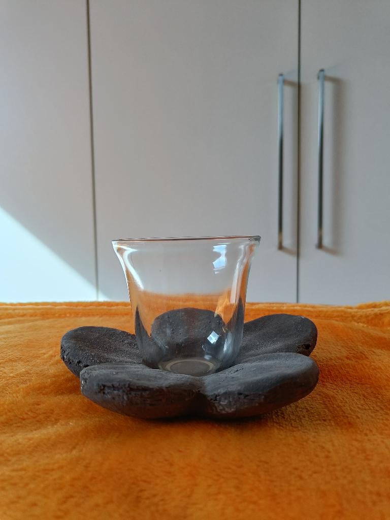Theelicht bloem, Ophalen, Brocante, Zo goed als nieuw, Glas