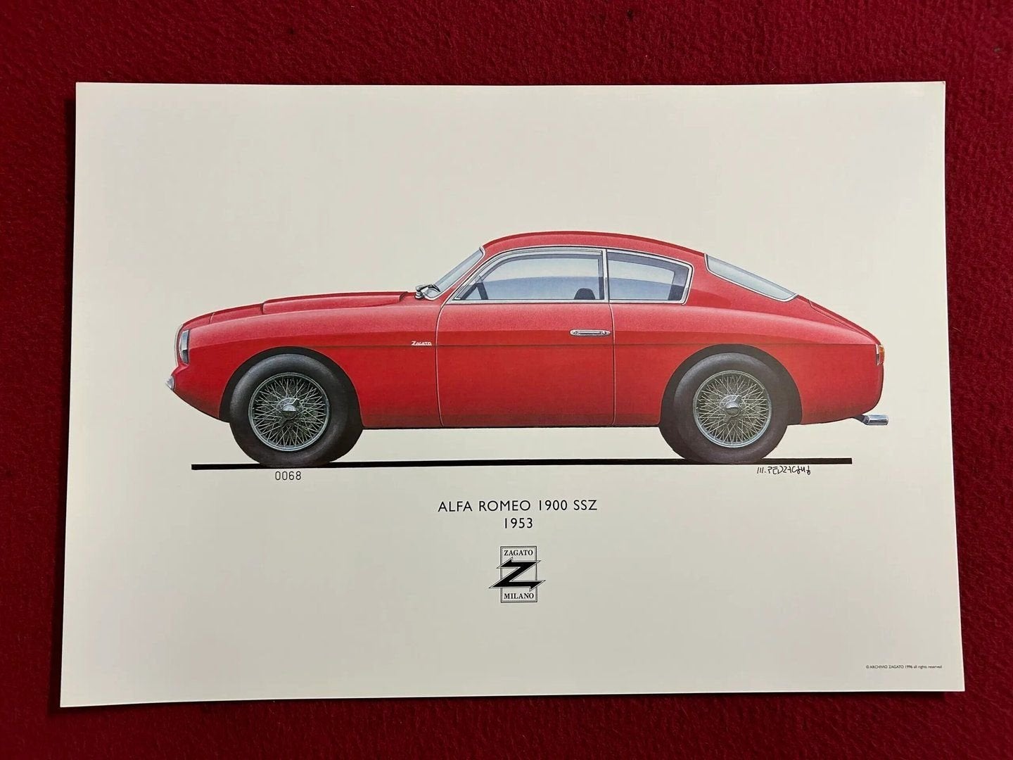 ‘ALFA ROMEO 1900 SSZ” poster van Zagato, Ophalen of Verzenden, Gelezen
