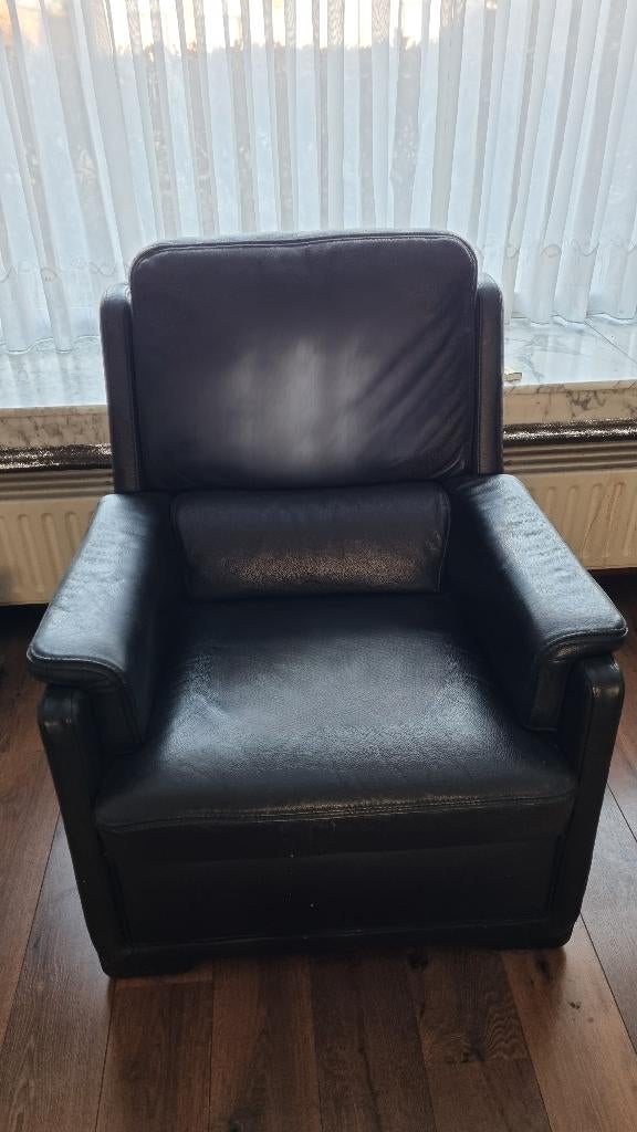 Leder zetel (3 zit en 1 zit), Ophalen, Gebruikt, Driepersoons, Rechte bank