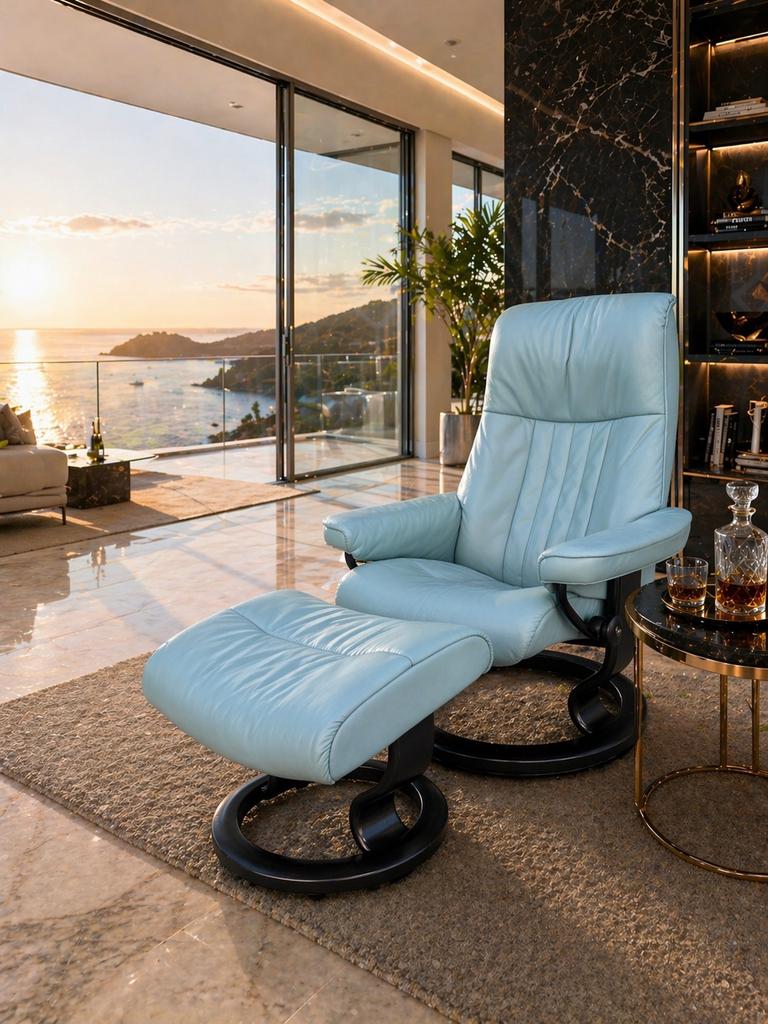 Sublieme Stressless Relaxfauteuil & Hocker Z.G.A.N., Ophalen of Verzenden, Leer