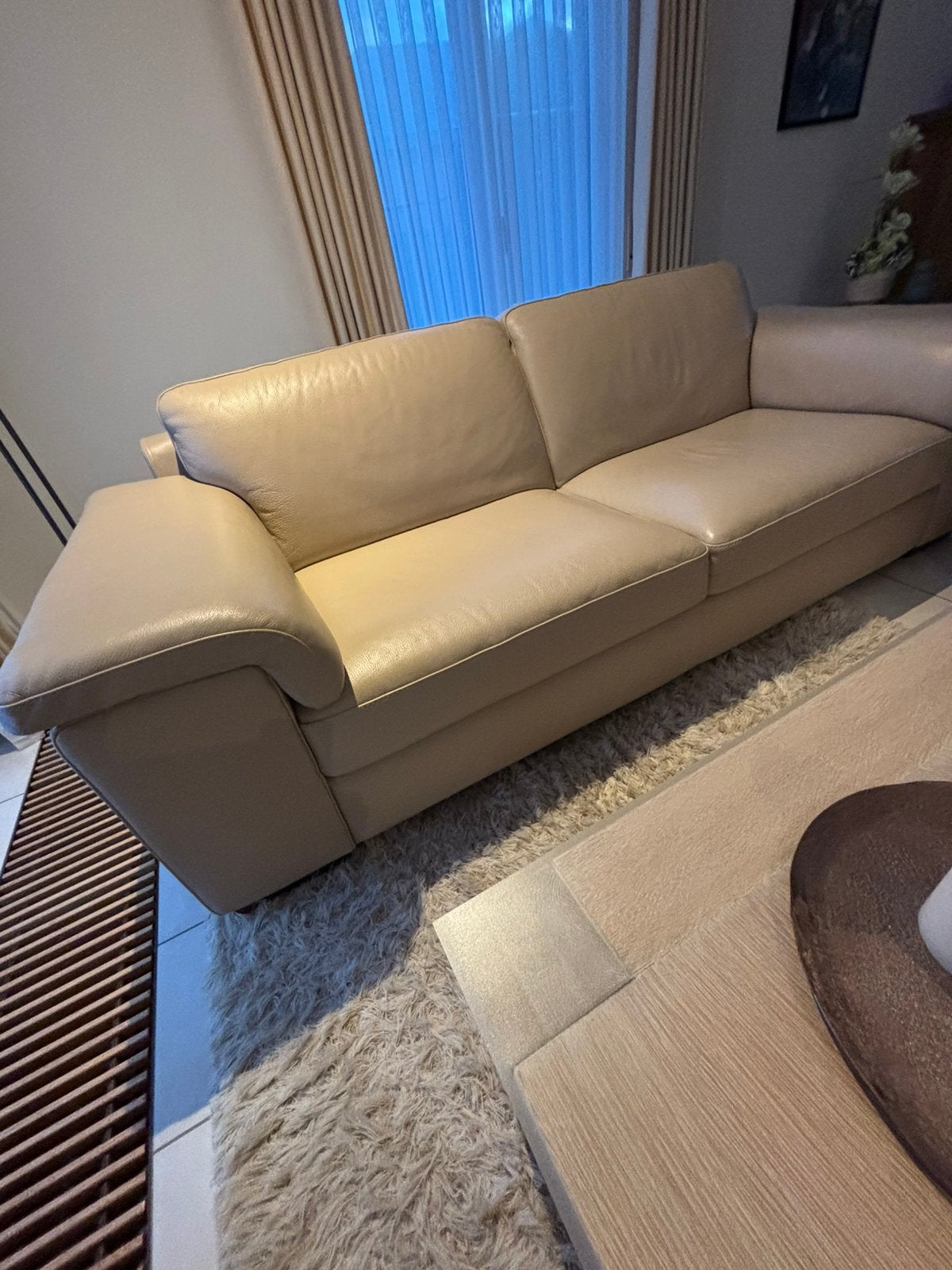 Lederen salon te koop 3-zit 2,35m lang en 2-zit 1,95m, Ophalen