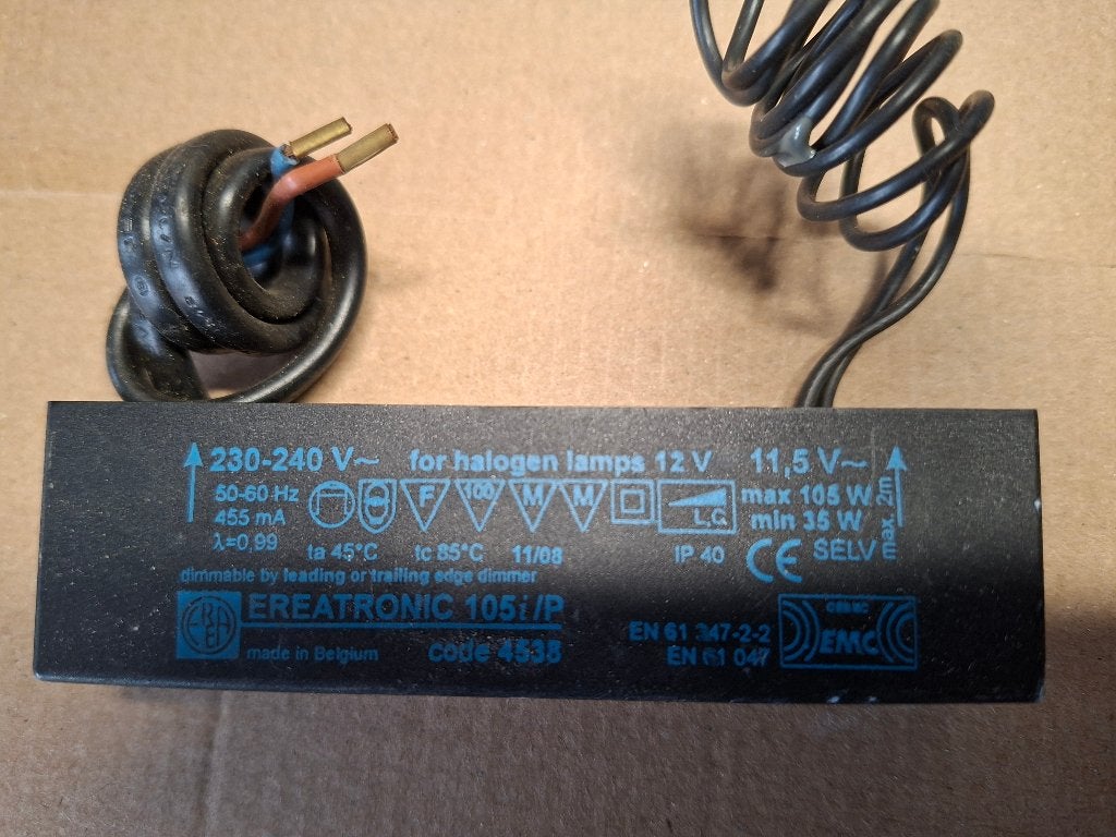 Transfo halogeenverlichting 230V-12V AC, 105W, inbouw., Bricolage & Construction, Enlèvement ou Envoi, Neuf, Onduleur