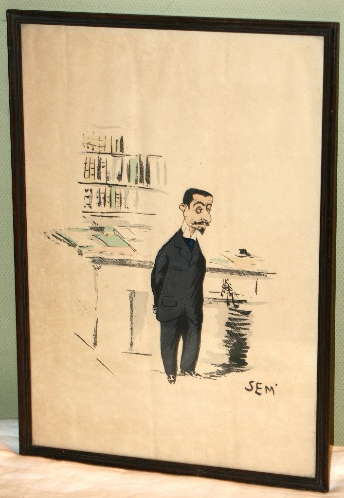 Georges Goursat (SEM) - (1863-1934) - Kleuren litho, Antiek en Kunst, Kunst | Litho's en Zeefdrukken, Met glas, Ophalen of Verzenden