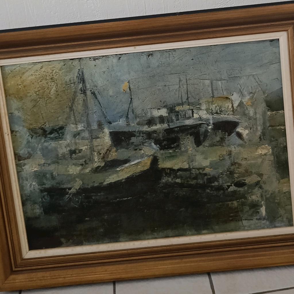 Handgeschilderde schilderij, woelige zee, Enlèvement