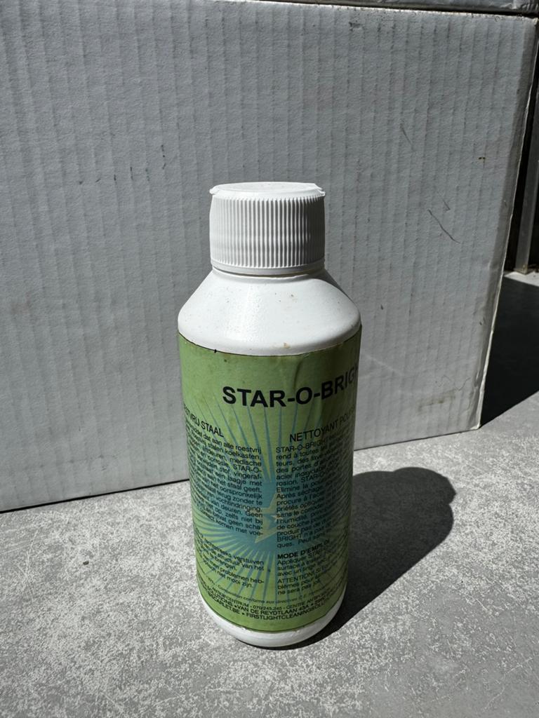 Glansmiddel voor roestvrij staal RVS star o bright 250ml, Huis en Inrichting, Schoonmaakartikelen, Ophalen of Verzenden, Schoonmaakmiddel