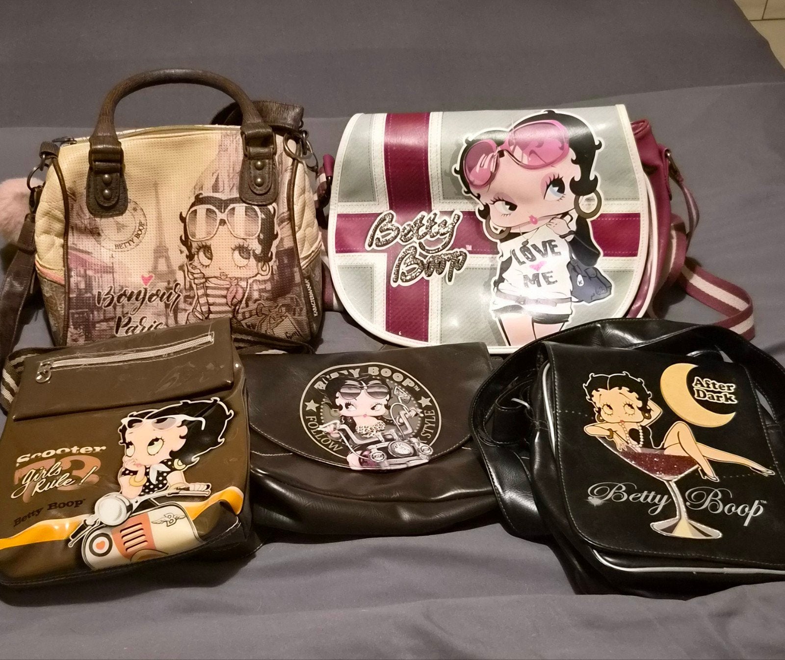 lot de 5 sacs betty boop, Enlèvement, Utilisé, Sac à bandoulière