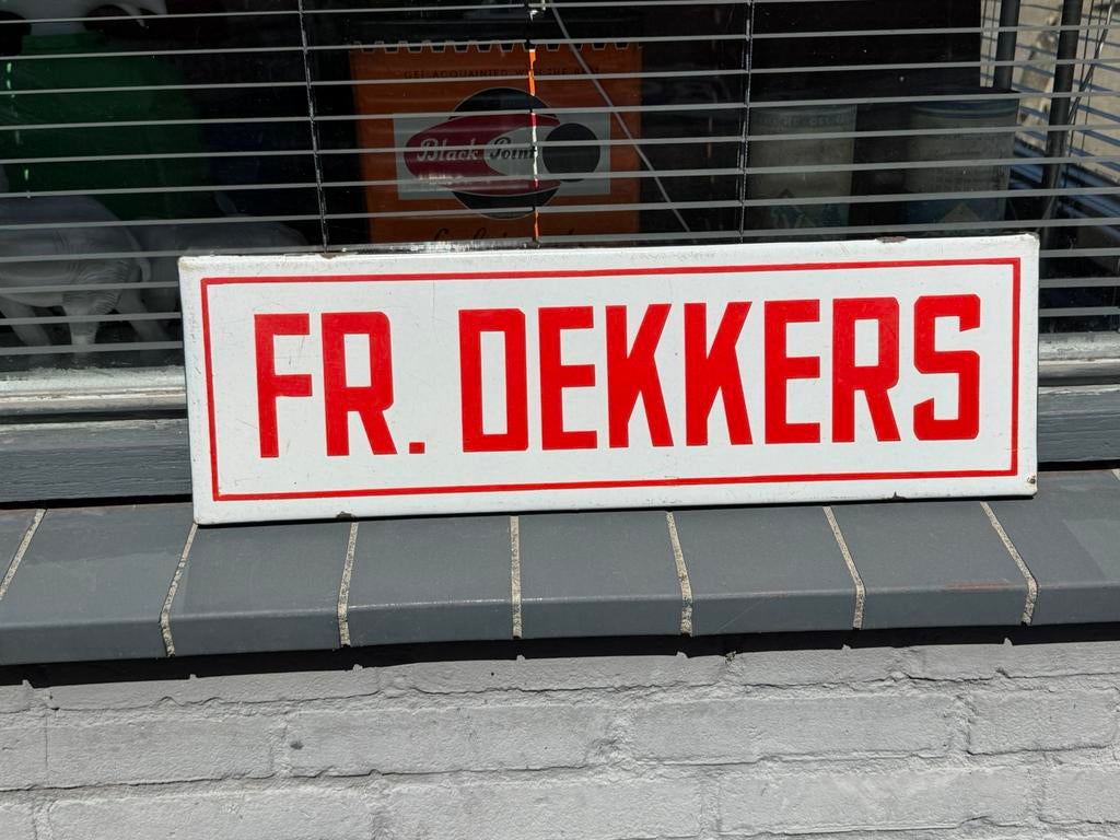 FR. dekkers emaille reclamebord, Antiek en Kunst, Ophalen of Verzenden