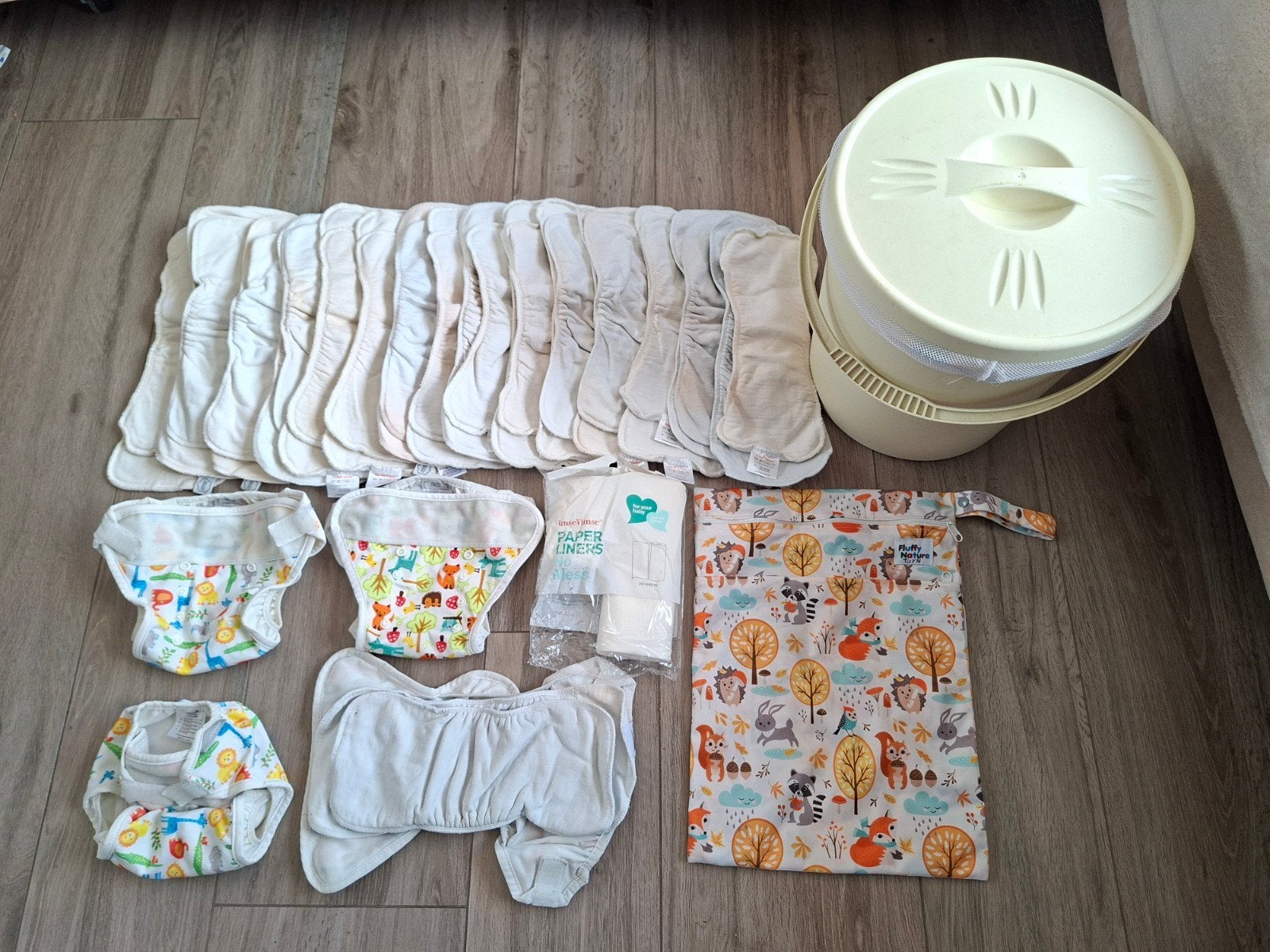 Complete set wasbare luiers - Imse Vimse, Ophalen of Verzenden, Zo goed als nieuw, Luieremmer