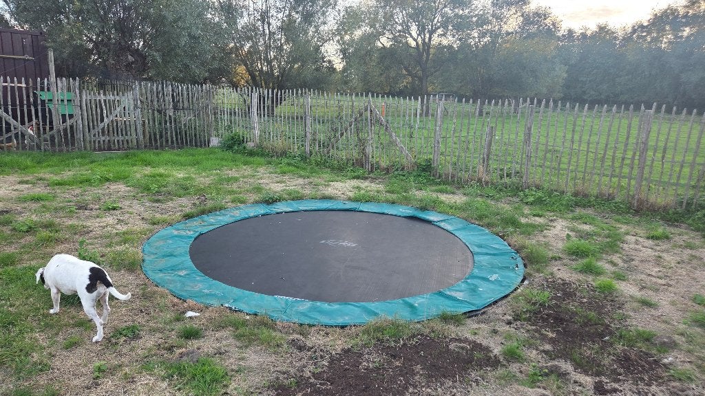 inground trampoline (berg) 380 cm doormeter, Kinderen en Baby's, Ophalen, Gebruikt