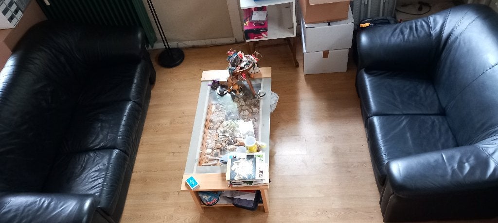 Lederen salon zwart 2+3zit, Huis en Inrichting, Ophalen, Klassiek, Zo goed als nieuw, Rechte bank