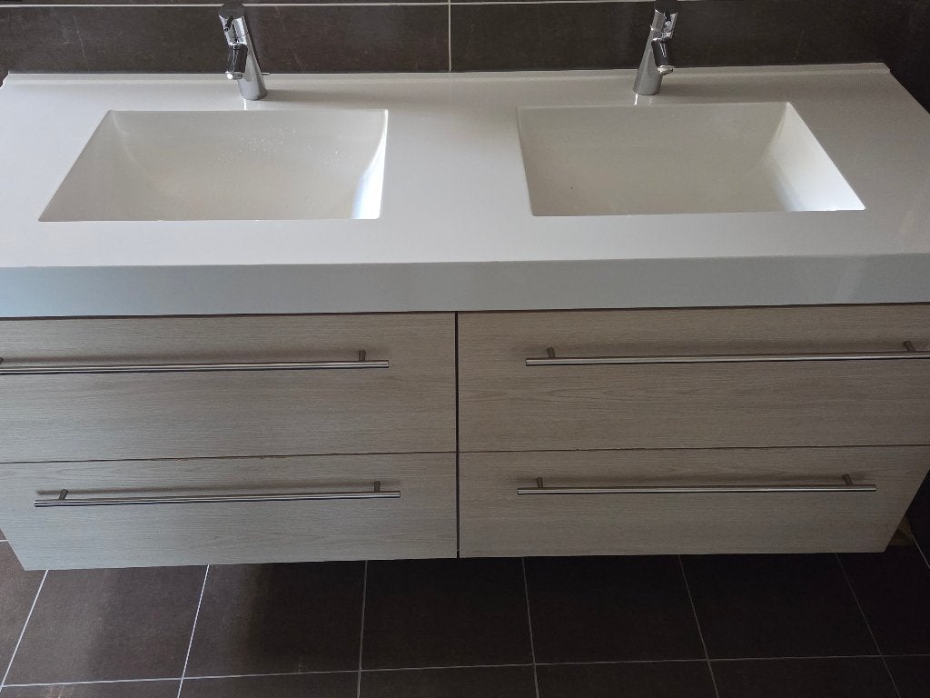 Dubbele Wastafel, Huis en Inrichting, Badkamer | Badkamermeubels, Ophalen, Gebruikt, 150 tot 200 cm, Minder dan 100 cm