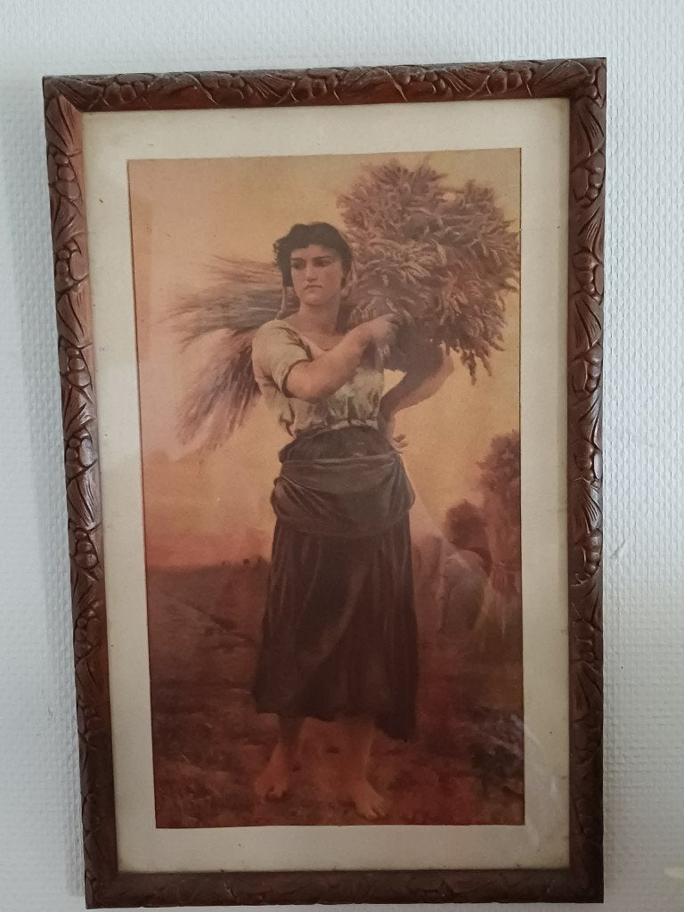 Tableau ancien « La Glaneuse » de Jules Breton, Antiquités & Art, Art | Peinture | Classique, Sous verre, Portrait ou Personnes