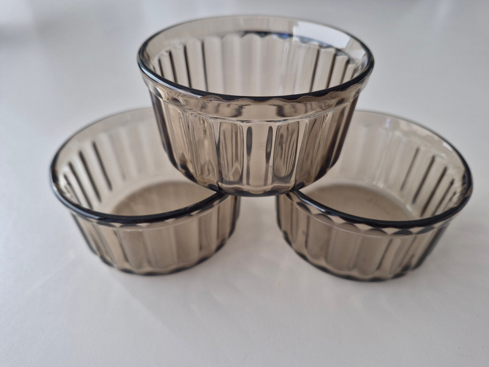 3x Retro BP Souffléschaaltjes – Arcopal Frankrijk, Huis en Inrichting, Overige merken, Overige typen, Vintage, Ophalen of Verzenden