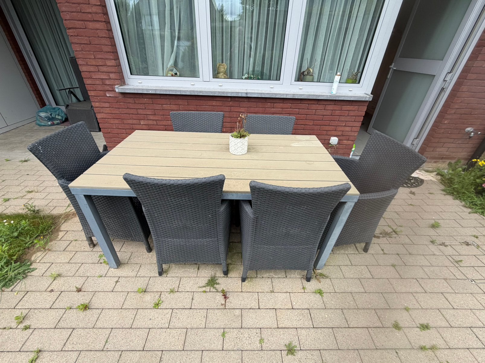 Buitentafel met 6 stoelen, Ophalen, Zo goed als nieuw, Tuinset