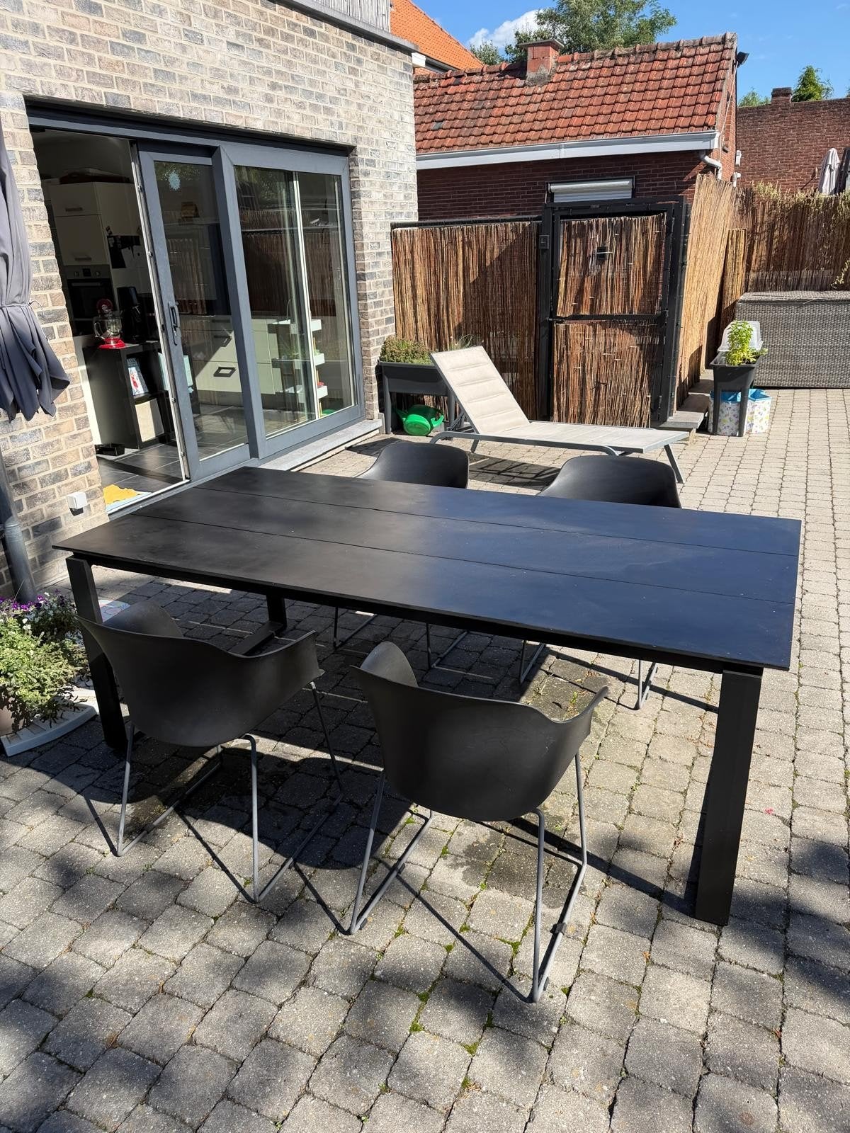 Tuintafel met 4 stoelen, Tuin en Terras, Ophalen, Zo goed als nieuw, Rechthoekig