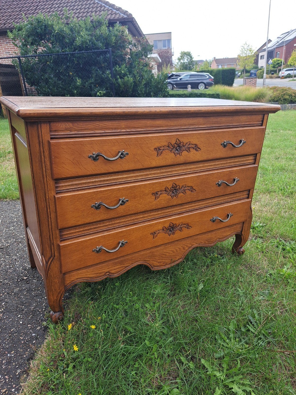 Klassieke Eiken Commode / Ladekast – Rustiek Massief Hout, 100 tot 150 cm, Eikenhout, Ophalen of Verzenden, 3 of 4 laden