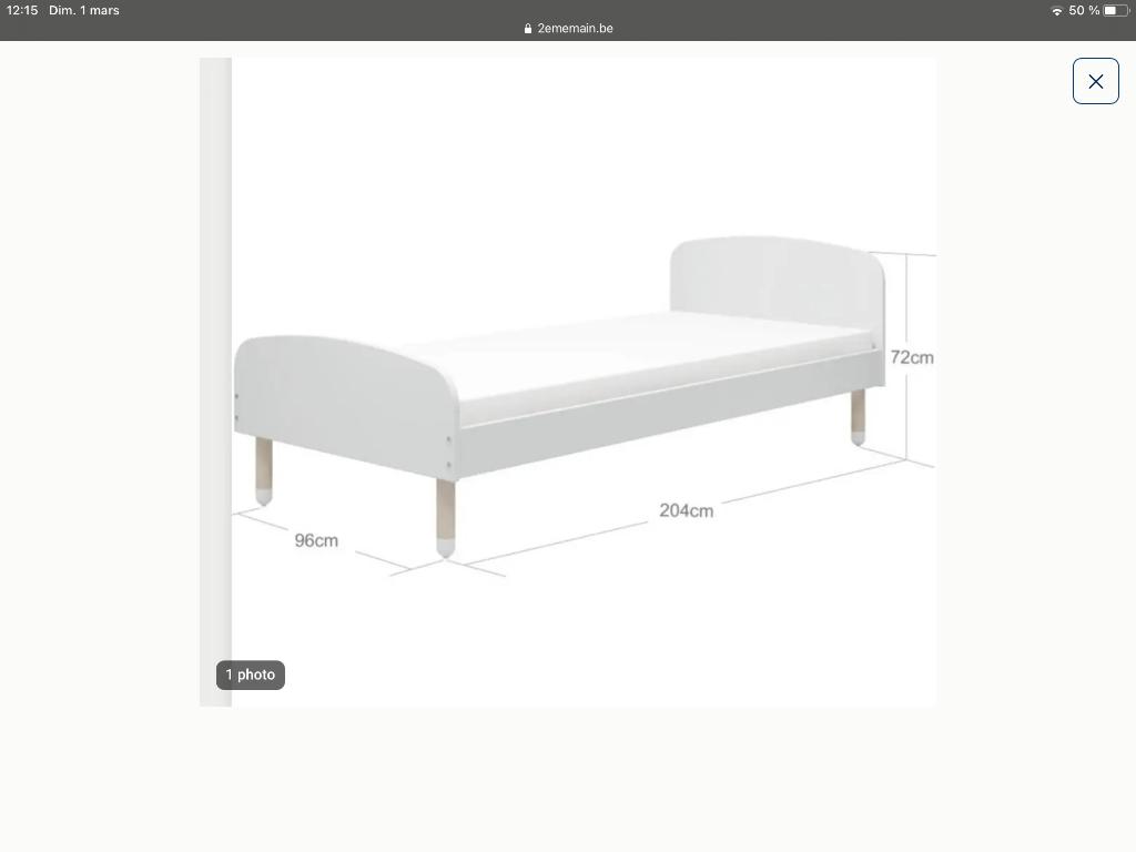 Lit Flexa blanc 50€, 90 cm, Enlèvement, 200 cm, Blanc