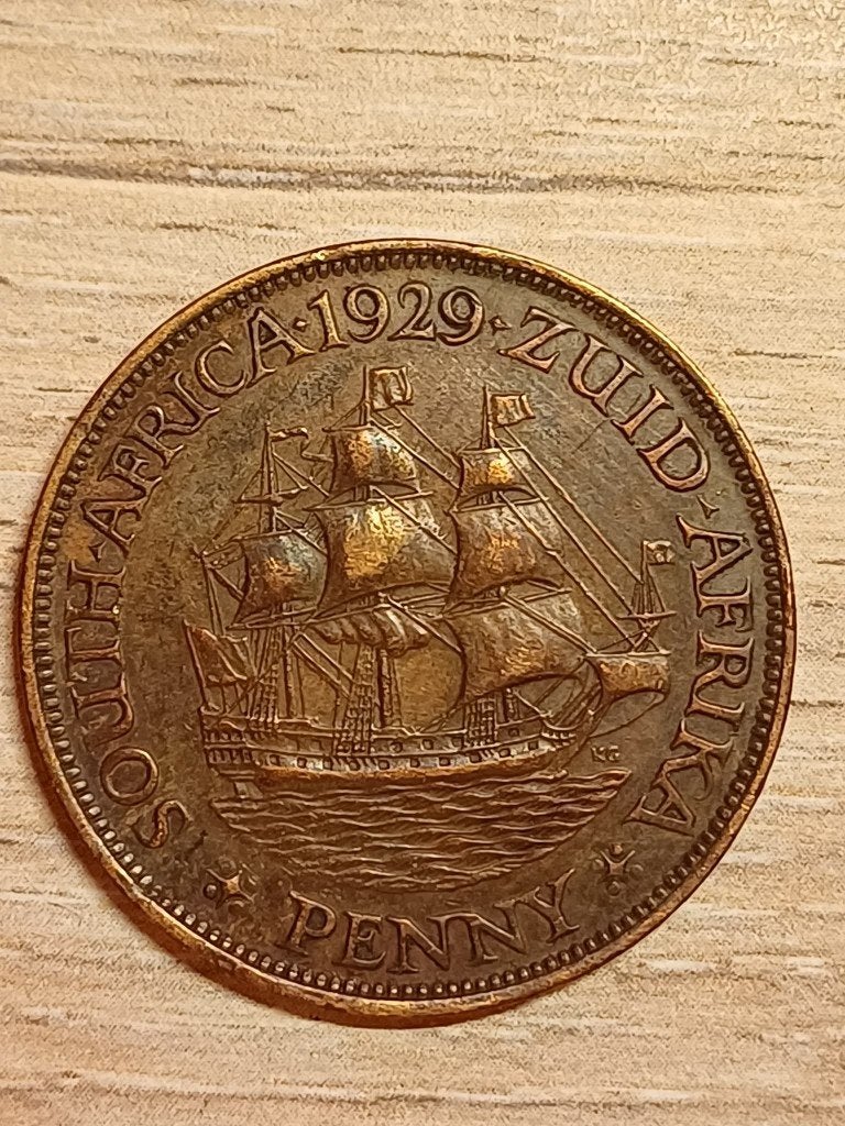 Pièce ancienne 1 Penny Afrique du Sud 1929 - George V, Envoi, Afrique du Sud, Série