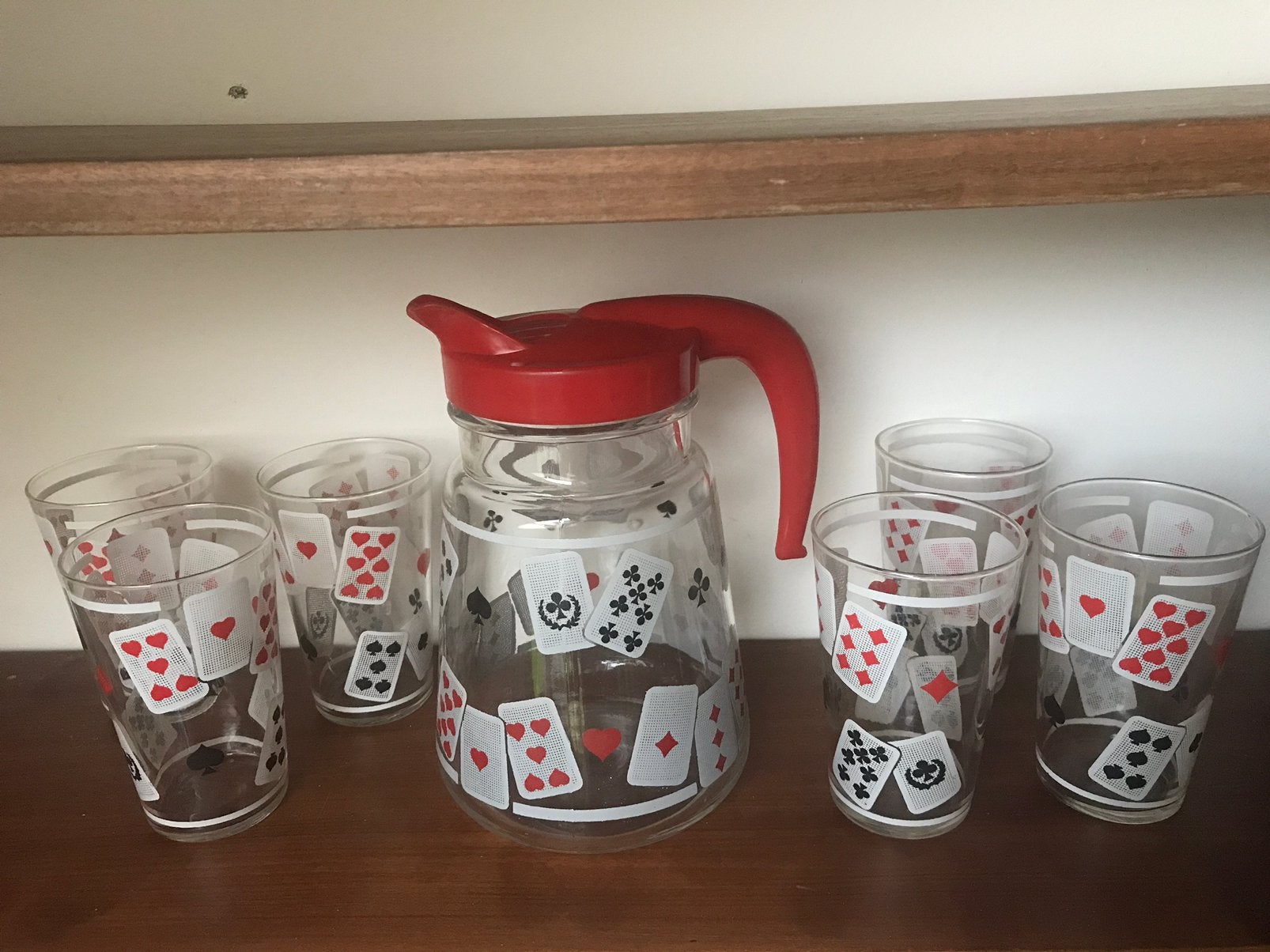 Set sapkan kruik kan + 6 glazen kaartspel speelkaarten, Verzamelen, Ophalen of Verzenden, Huis en Inrichting