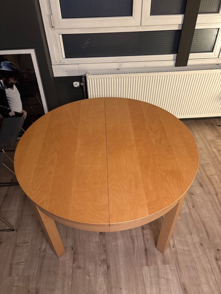 Table ronde extensible IKEA, 100 à 150 cm, Cinq personnes ou plus, Rond, 100 à 150 cm