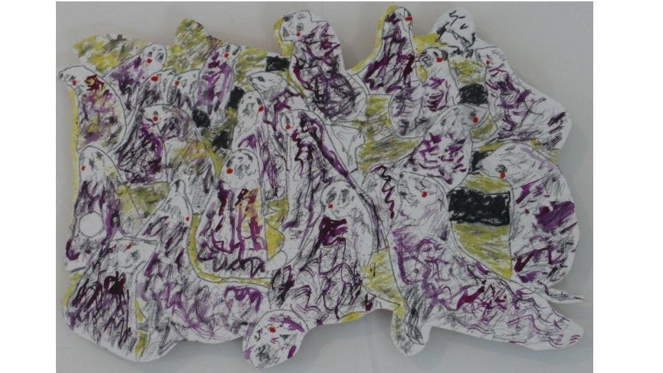 Figuratief - abstract "Hello", Antiek en Kunst, Ophalen