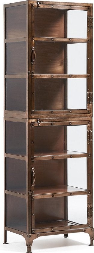 Elma Vitrinekast (koper / industrieel) Kave Home / LaForma, Ophalen, Industrieel / metaal / koper / glas, Met deur(en), 50 tot 100 cm