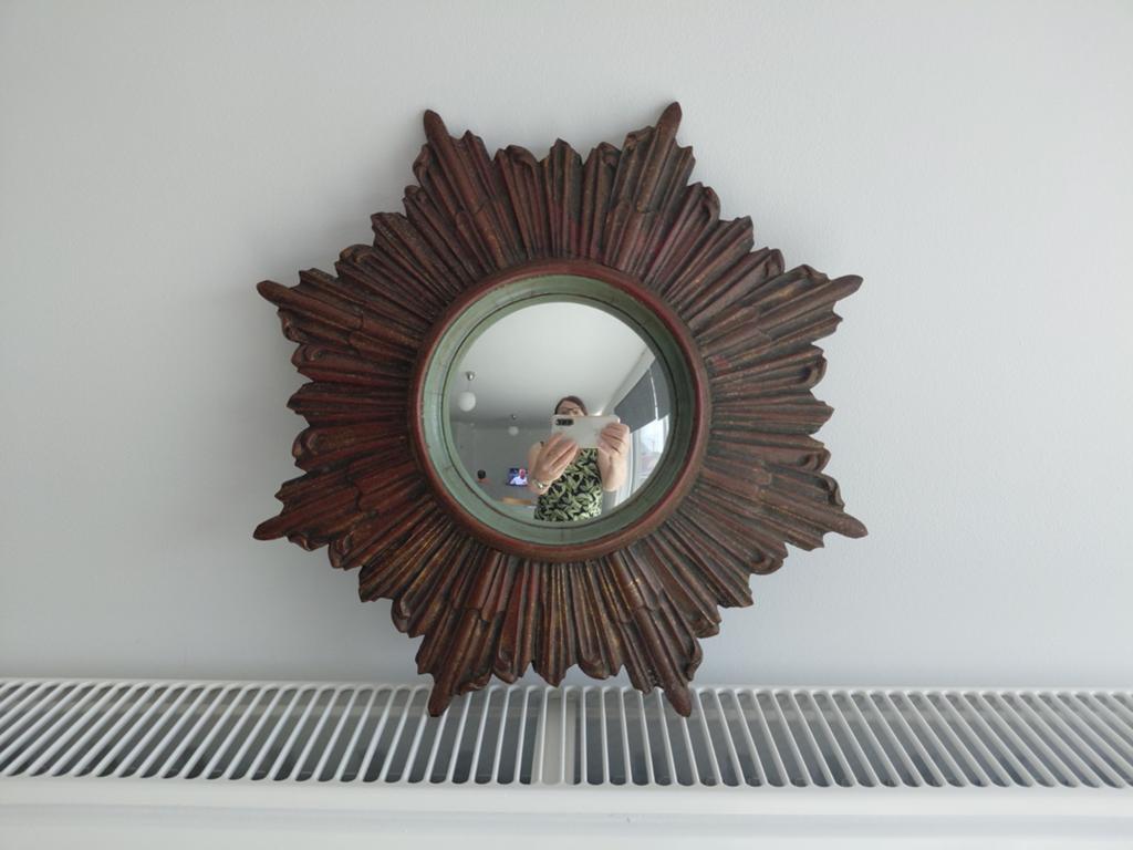 Vintage zonnespiegel,bolle spiegel,heksenoog,convexspiegel, Antiek en Kunst, Curiosa en Brocante, Ophalen of Verzenden