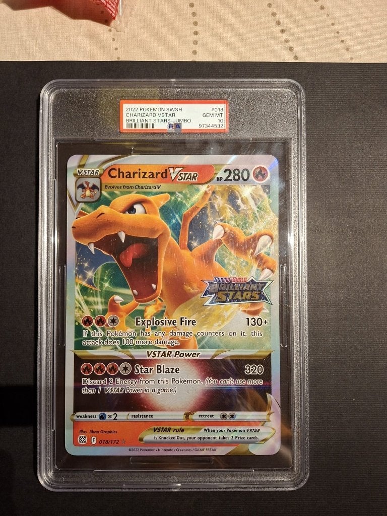 Pokémon PSA 10 Jumbo Charizard Vstar, Hobby en Vrije tijd, Ophalen of Verzenden, Nieuw, Losse kaart, Foil