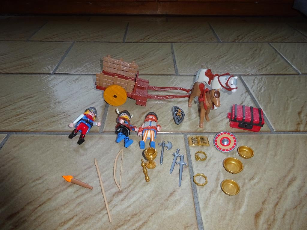 Playmobil vikingen met kar, Kinderen en Baby's, Speelgoed | Playmobil, Ophalen of Verzenden, Zo goed als nieuw, Complete set