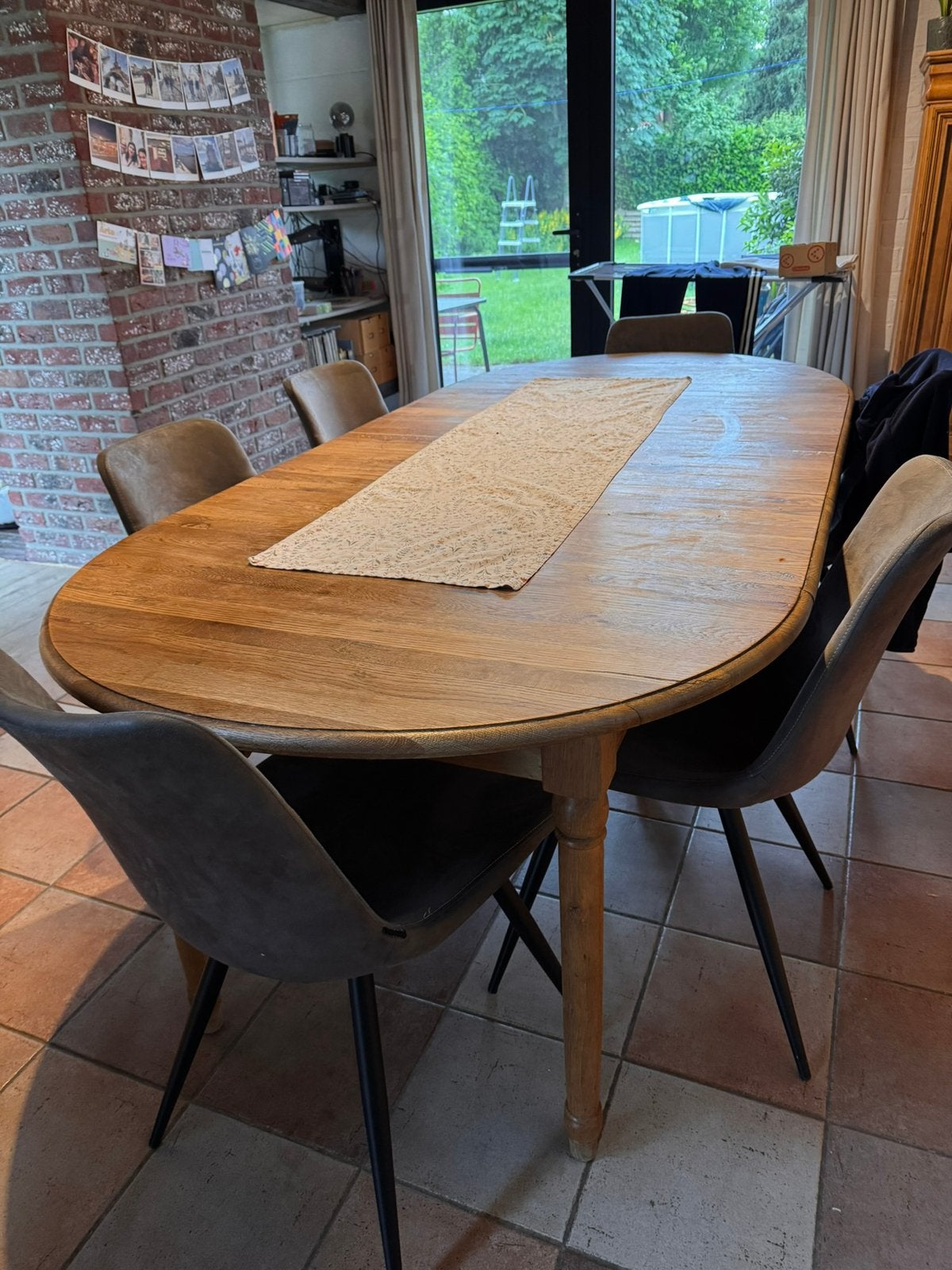 Ronde tafel - uitklapbaar tot ovale tafel, Huis en Inrichting, Ophalen, Gebruikt, 100 tot 150 cm, Louis Philippe