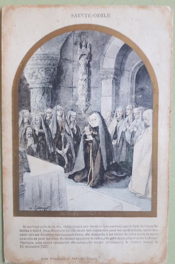 RELIGIEUZE Postkaart 1921 ST.ODILE overleden 720 Ref.R83, Ophalen of Verzenden, Gebruikt, Kaart of Prent, Christendom | Katholiek