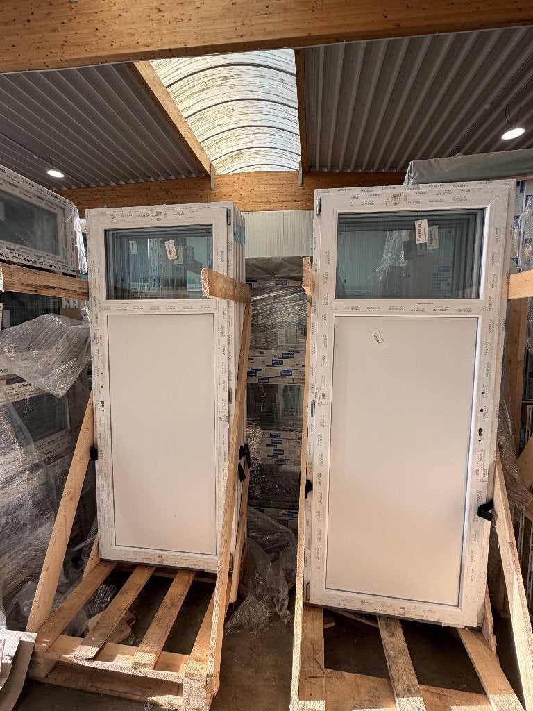 Witte PVC-servicedeuren, 5 vergrendelingspunten op voorraad, Ophalen of Verzenden, Nieuw, Glas, Buitendeur