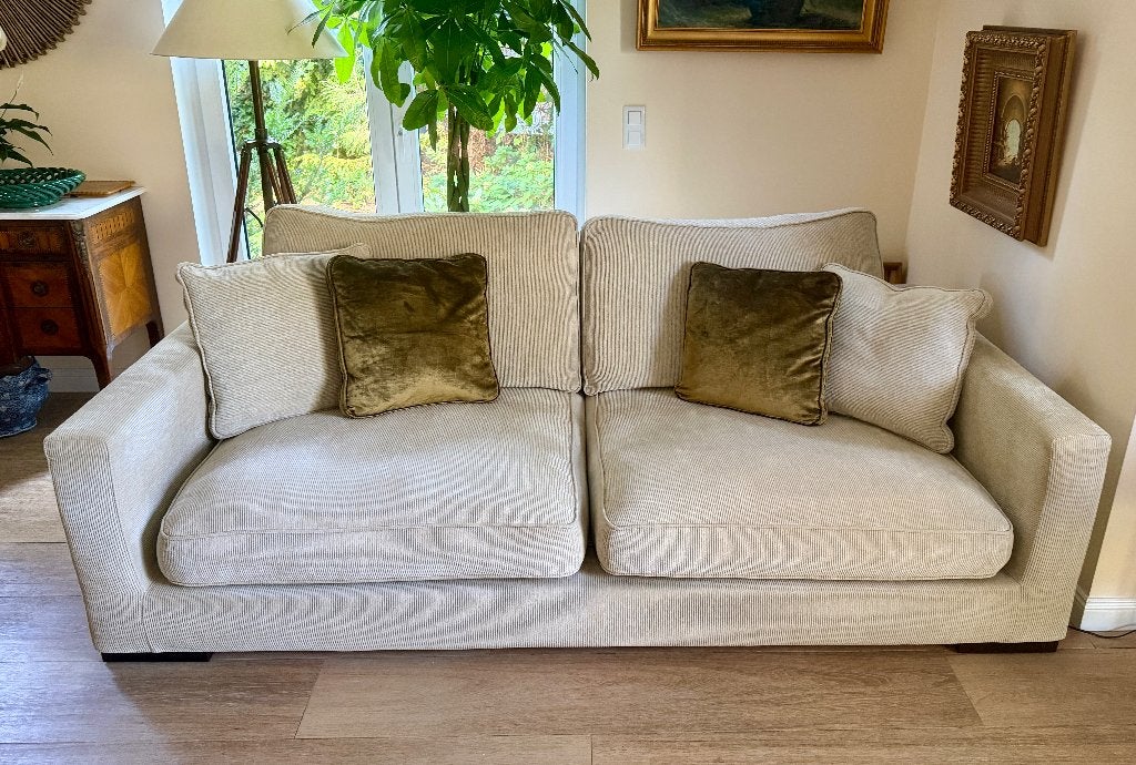 Roche-Bobois Long Island - Comfortabele Luxe 3-persoonsbank, 200 à 250 cm, Enlèvement, Utilisé, Tissus