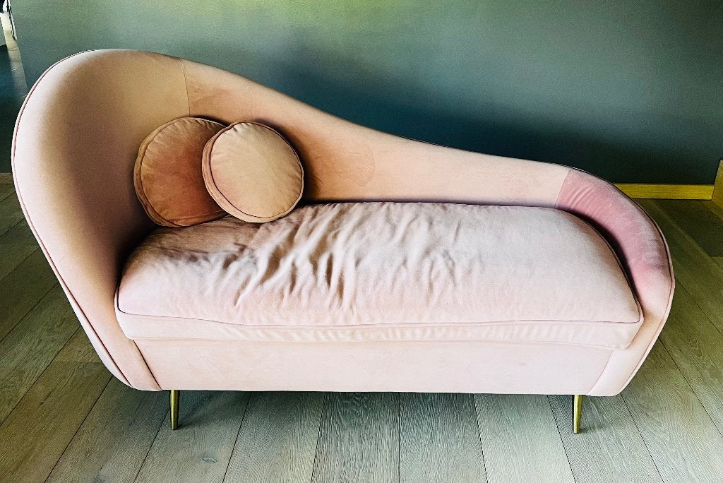 Roze chaise longue, 75 à 100 cm, 150 à 200 cm, Comme neuf, Enlèvement