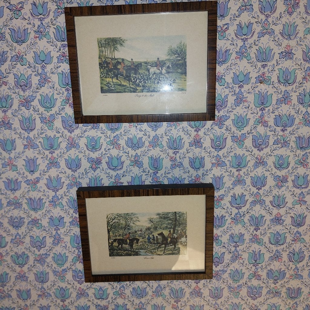 2 oude kleurenprenten, Antiek en Kunst, Ingelijst, Ophalen